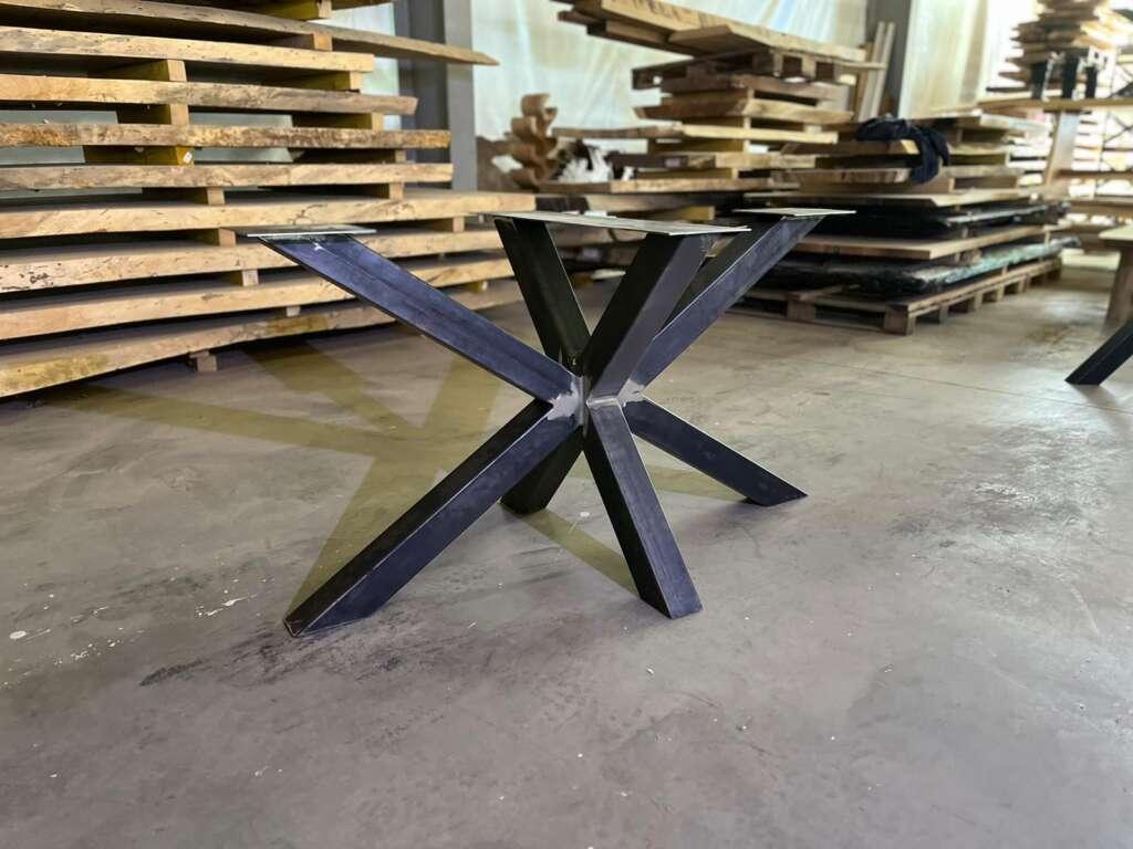 Piétement de table PALL en acier noir design croisé – Mazawood - Menuiserie