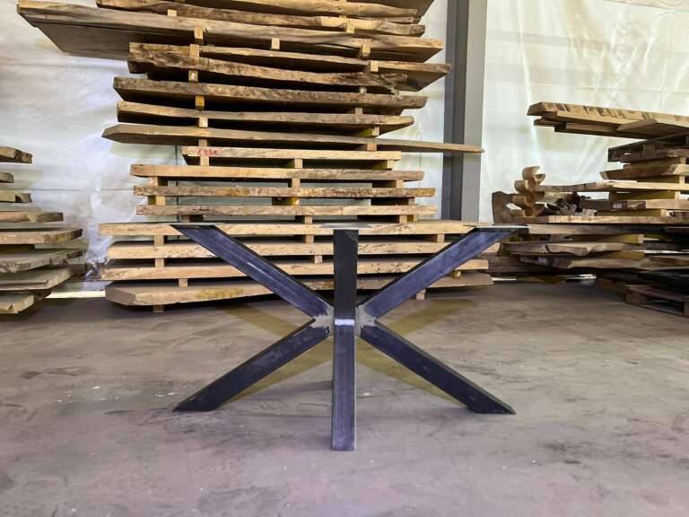 Pied de table en tube 80 mm thermolaqué noir – Mazawood - Menuiserie