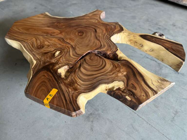 Pièce unique A8 en suar massif, table basse artistique et élégante, Mazawood