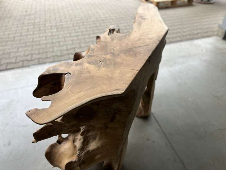 Console d’entrée design en teck massif sculptural Mazawood