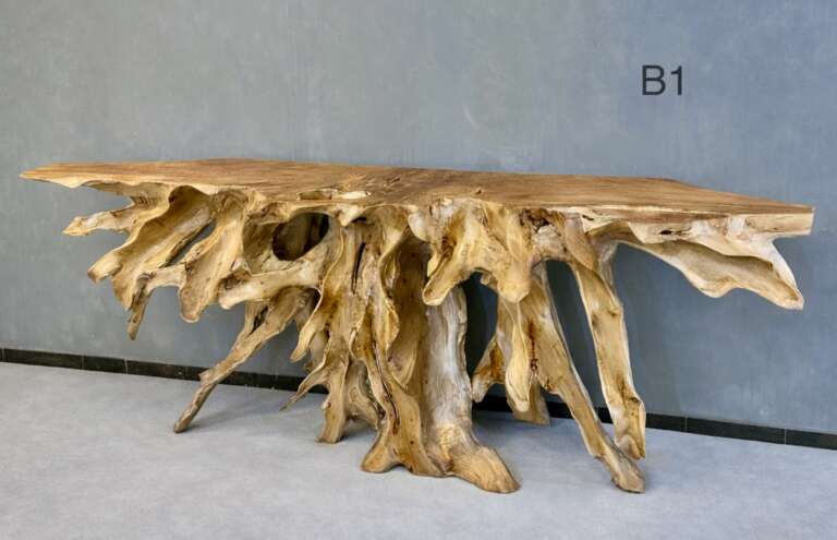 console b1 en teck massif – design en racine de teck