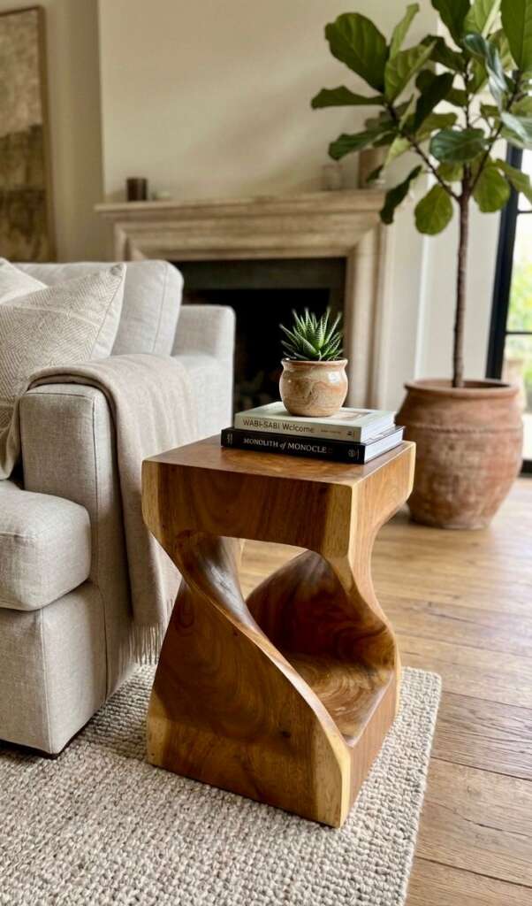 bout de canapé en suar massif, table d’appoint design