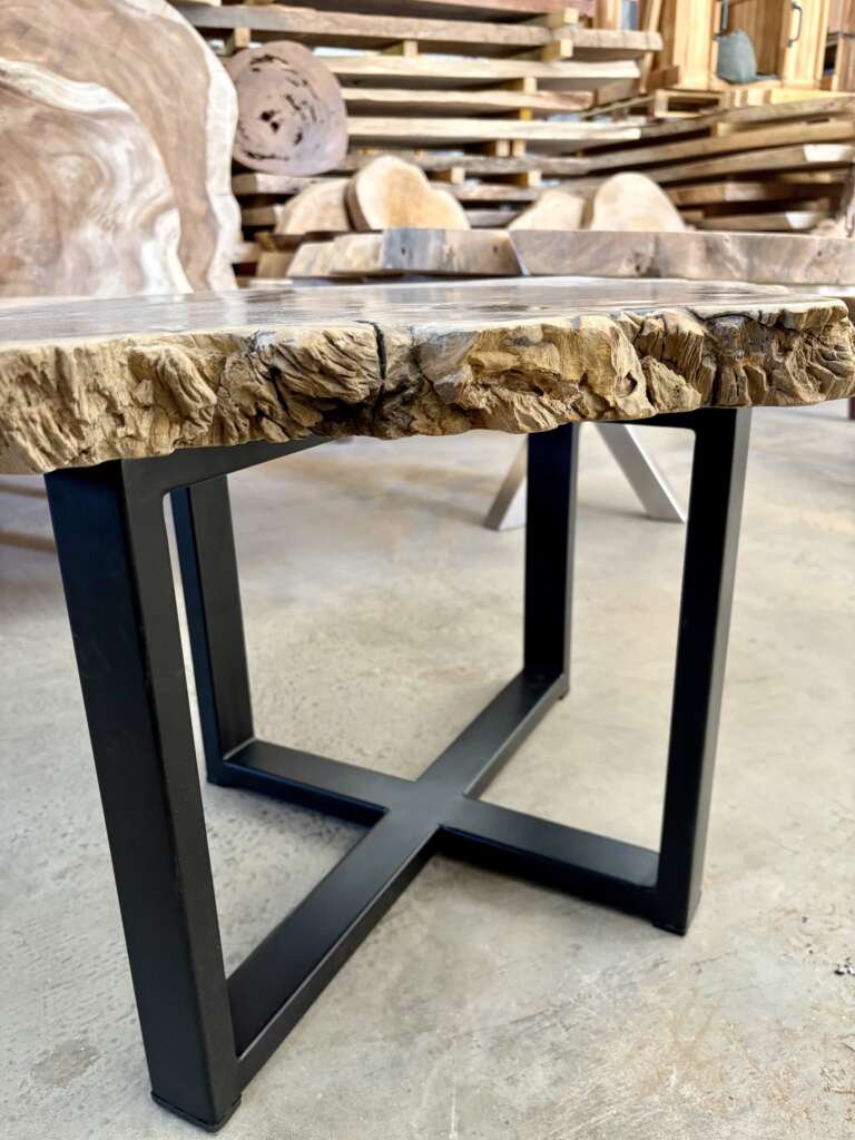table basse en bois fossilisé